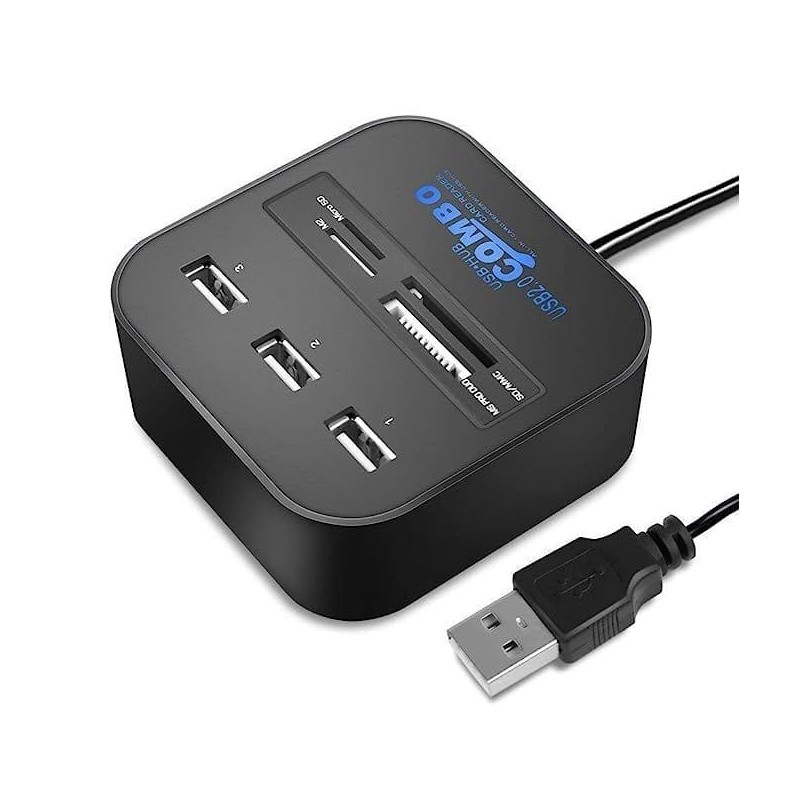 Combo Hub USB - 3 ports - 2.0 - Lecteur de Carte